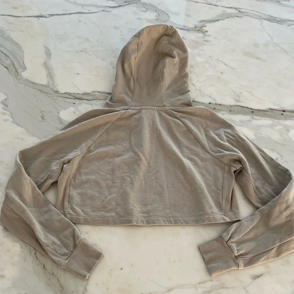 GYMSHARK BEIGE TONE CROPPED SWEATSHIRT HOODIE SIZE XS - Picture 5 of 14